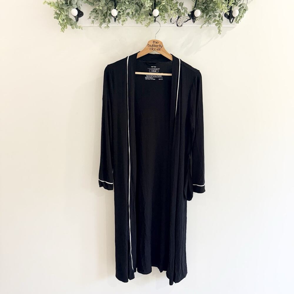 Little Sleepies Women’s Black Kimono Robe 3/4 Sleeves Size XS 44800